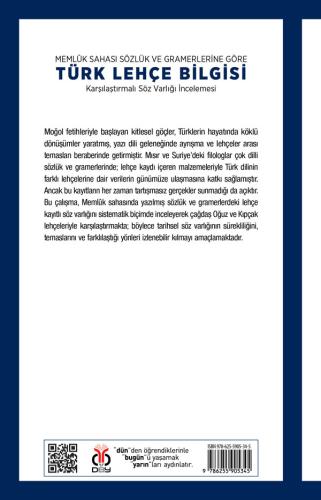 Memlûk Sahası Sözlük ve Gramerlerine Göre Türk Lehçe Bilgisi Banu Güze